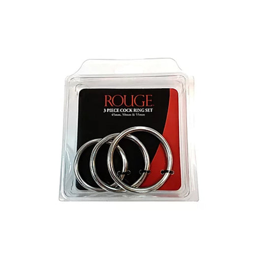 Rouge Garments Stainless Steel 3 Piece Cock Ring Set – Silvery-Gray