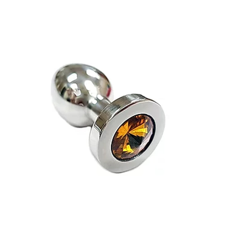 Rouge Garments Stainless Steel Smooth Medium Butt Plug with Jeweled Base – Yellow