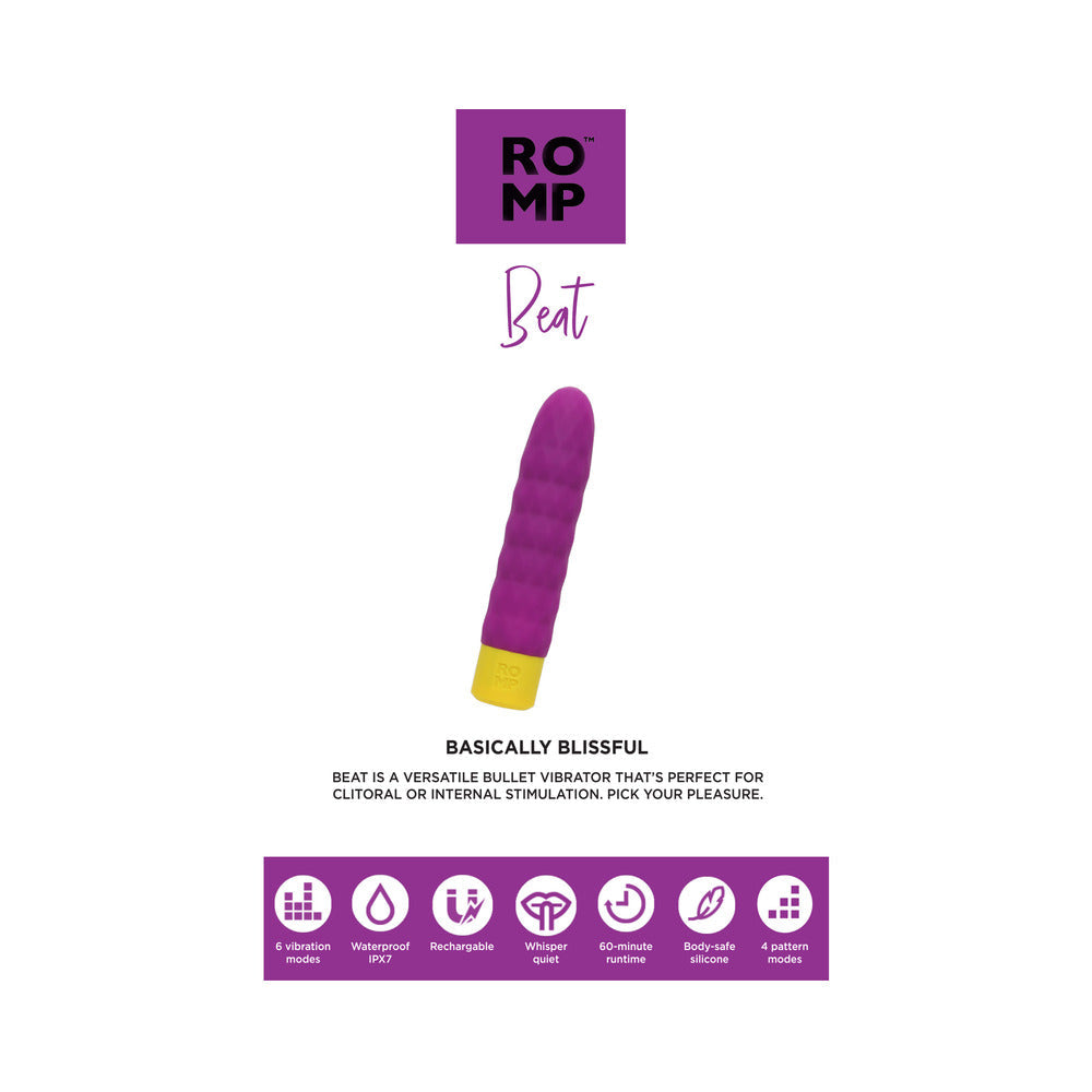 ROMP Beat Rechargeable Silicone Bullet Vibrator – Light Purple