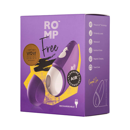 ROMP Free Rechargeable Silicone Clitoral Vibrator with Pleasure Air Technology – Purple