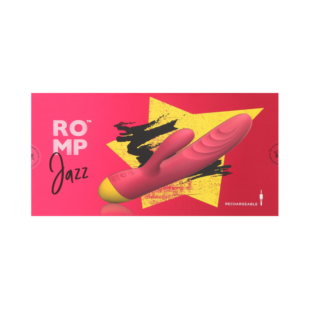 ROMP Jazz Rechargeable Silicone Rabbit Vibrator with G-Spot and Clitoral Stimulation – Berry