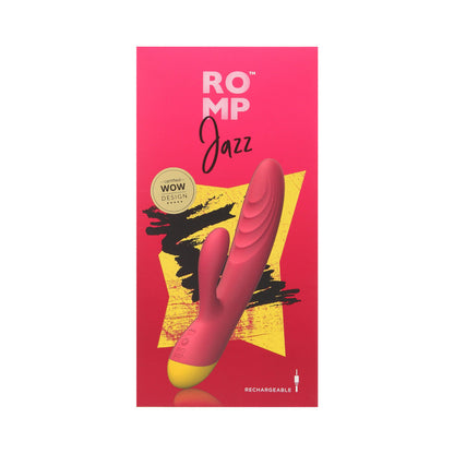 ROMP Jazz Rechargeable Silicone Rabbit Vibrator with G-Spot and Clitoral Stimulation – Berry