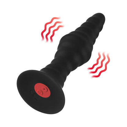 Forto Large Rechargeable Remote-Controlled Silicone Anal Plug – Black