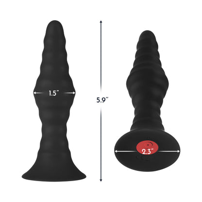 Forto Large Rechargeable Remote-Controlled Silicone Anal Plug – Black