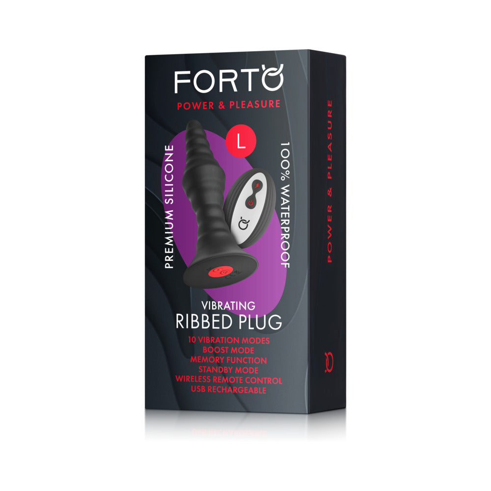 Forto Large Rechargeable Remote-Controlled Silicone Anal Plug – Black