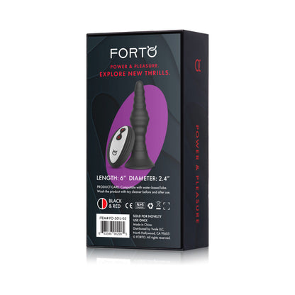Forto Large Rechargeable Remote-Controlled Silicone Anal Plug – Black