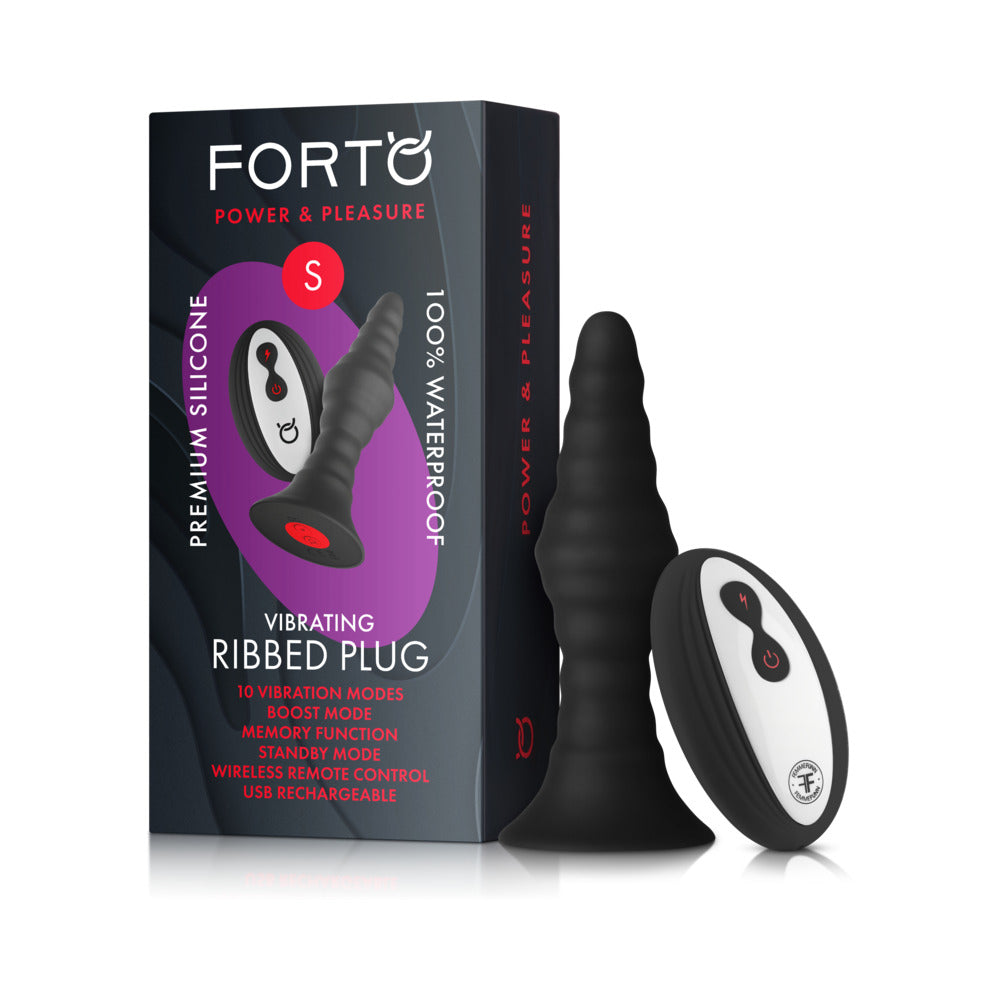 Forto Rechargeable Remote-Controlled Silicone Anal Plug – Black