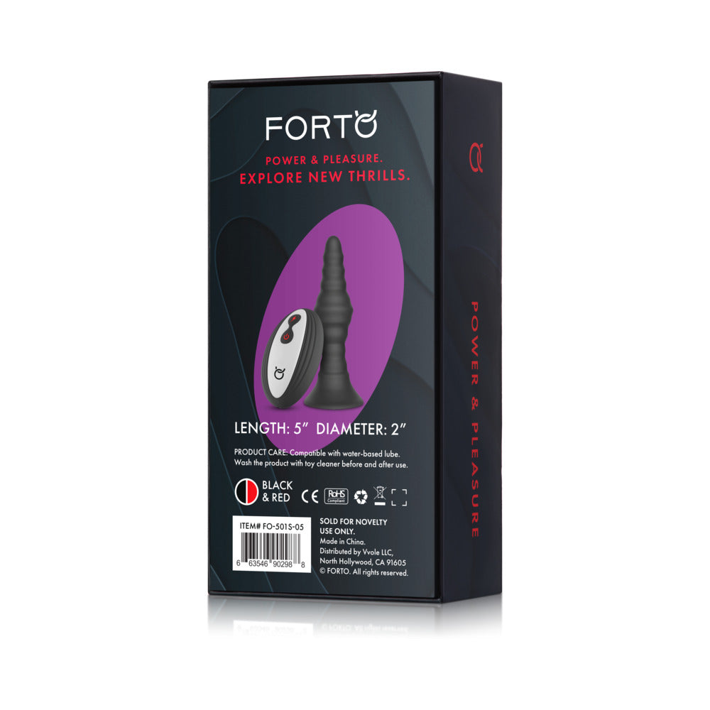 Forto Rechargeable Remote-Controlled Silicone Anal Plug – Black