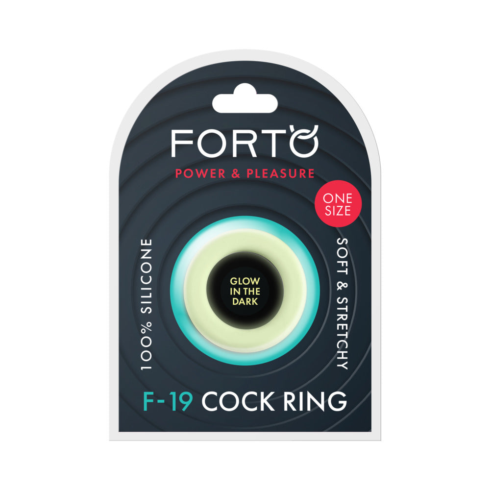 Forto F-19 Liquid Silicone 2-Tone Cockring – Black/Glow