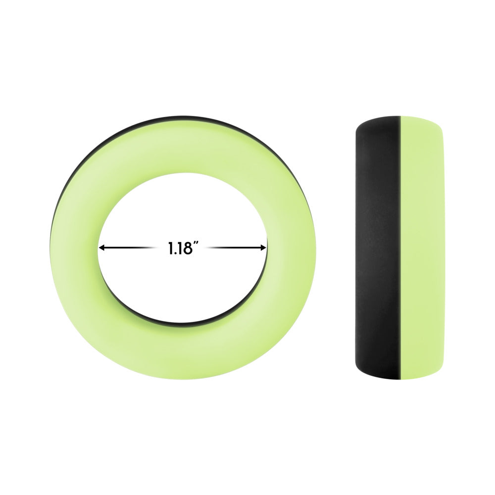 Forto F-19 Liquid Silicone 2-Tone Cockring – Black/Glow