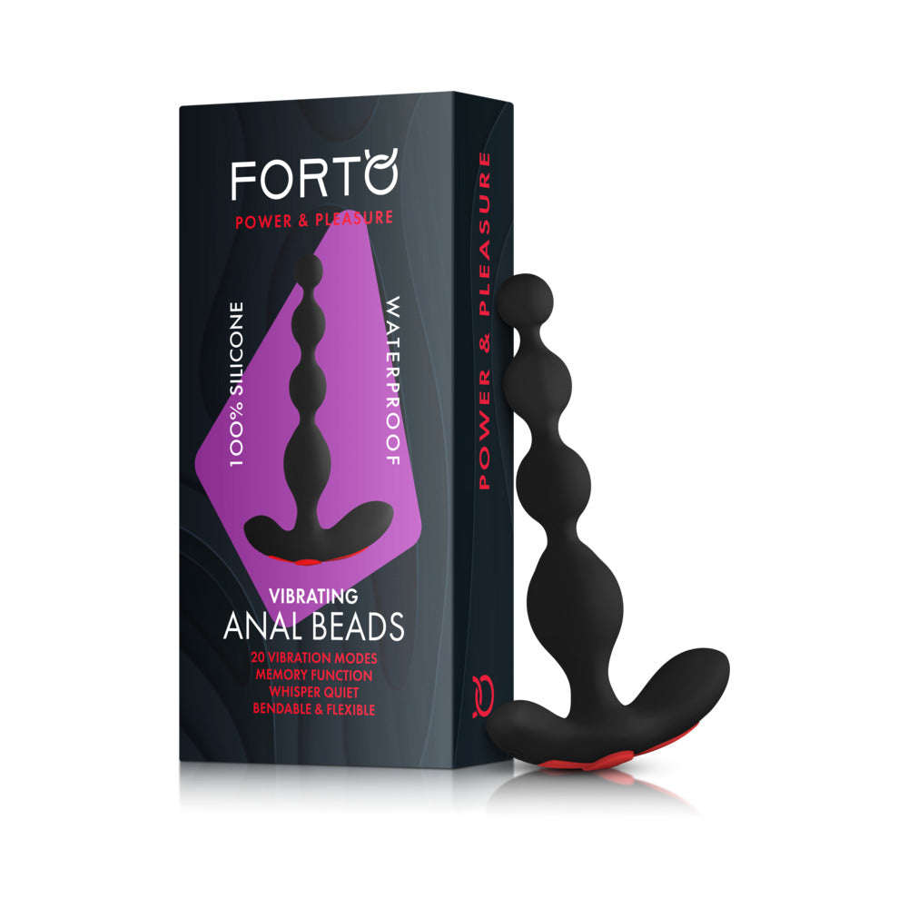 Forto Vibrating Anal Beads – Rechargeable Silicone Plug – Black