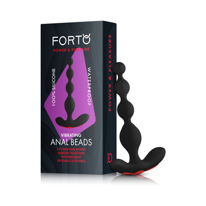 Forto Vibrating Anal Beads – Rechargeable Silicone Plug – Black