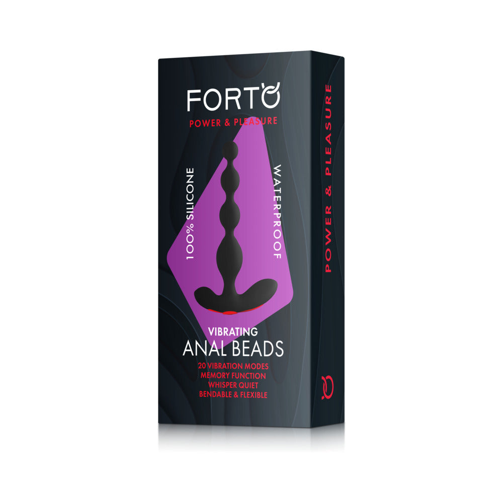 Forto Vibrating Anal Beads – Rechargeable Silicone Plug – Black