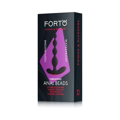 Forto Vibrating Anal Beads – Rechargeable Silicone Plug – Black
