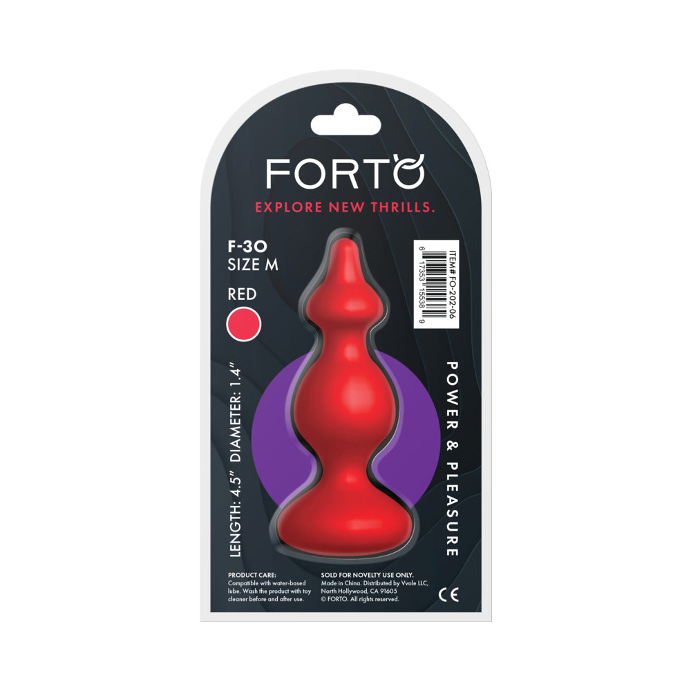 Forto F-30 Medium Silicone Anal Plug with Pointed Tip – Red