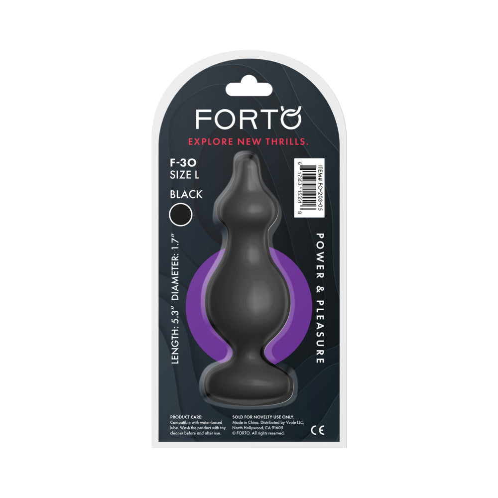 Forto F-30 Large Silicone Anal Plug with Pointed Tip - Black