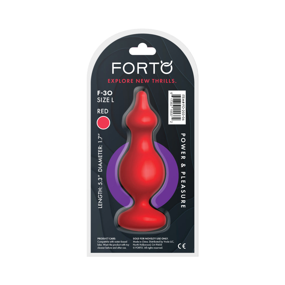 Forto F-30 Pointer Silicone Anal Plug Large Red - Flexible Design with Pointed Tip