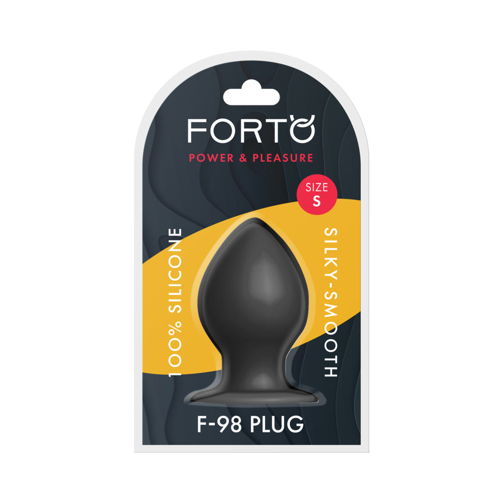 Forto F-98 Cone Silicone Anal Plug – Small, Black, Suction Cup Base