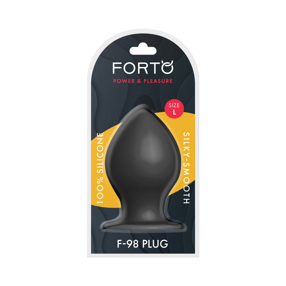 Forto F-98 Large Silicone Anal Plug with Suction Cup Base - Black