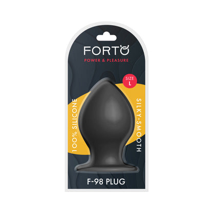 Forto F-98 Large Silicone Anal Plug with Suction Cup Base - Black