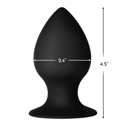 Forto F-98 Large Silicone Anal Plug with Suction Cup Base - Black