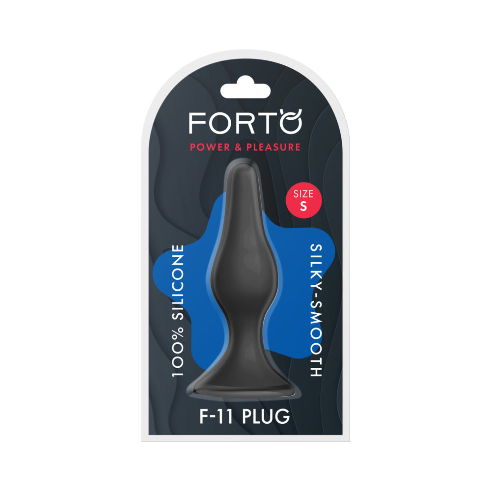 Forto F-11 Lungo Silicone Anal Plug – Small Black with Suction Cup Base