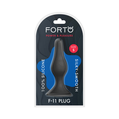 Forto F-11 Lungo Silicone Anal Plug – Small Black with Suction Cup Base