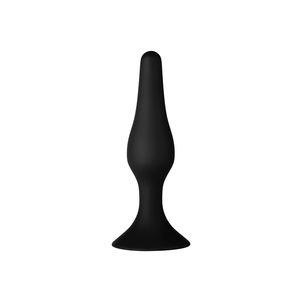 Forto F-11 Lungo Silicone Anal Plug – Small Black with Suction Cup Base