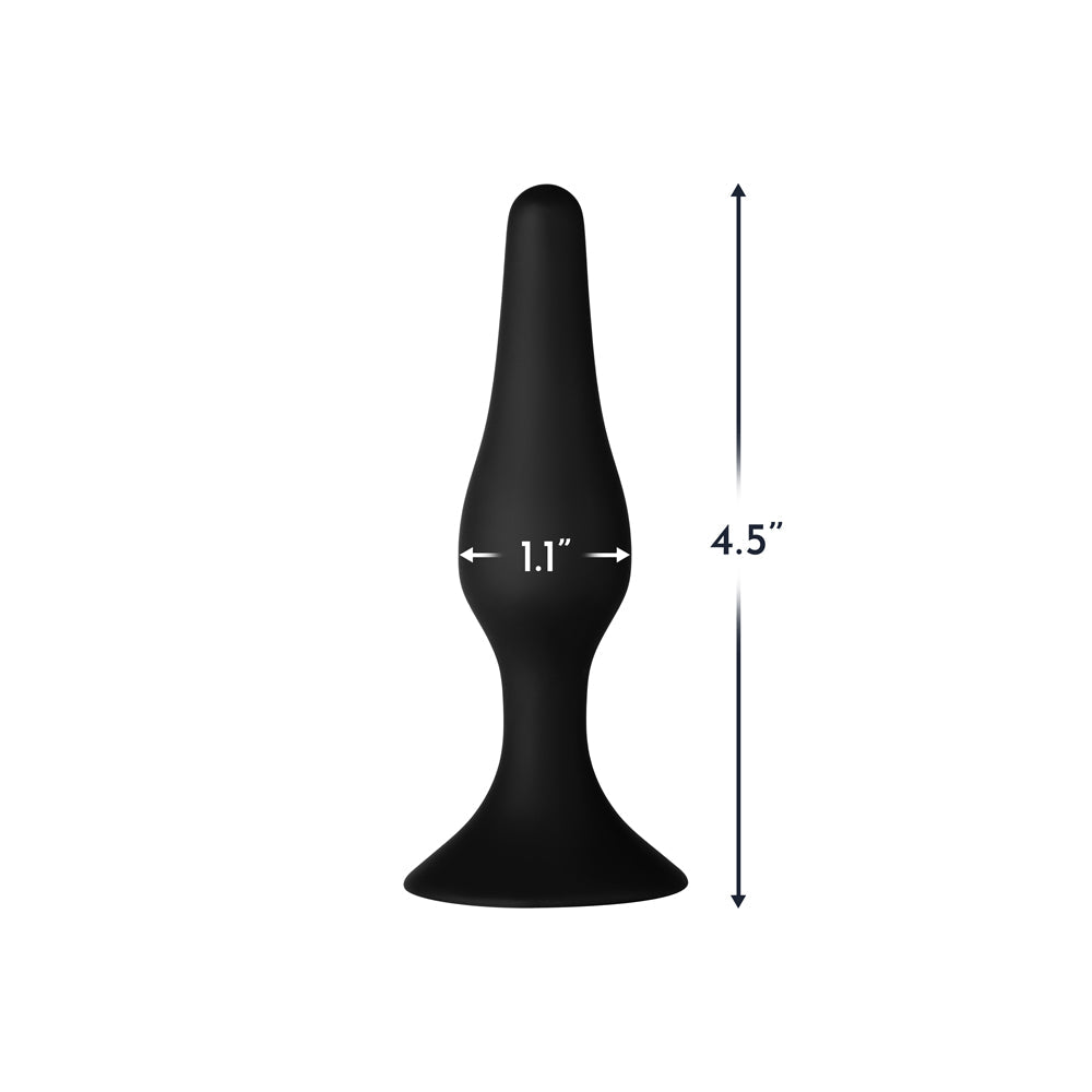 Forto F-11 Lungo Silicone Anal Plug – Small Black with Suction Cup Base