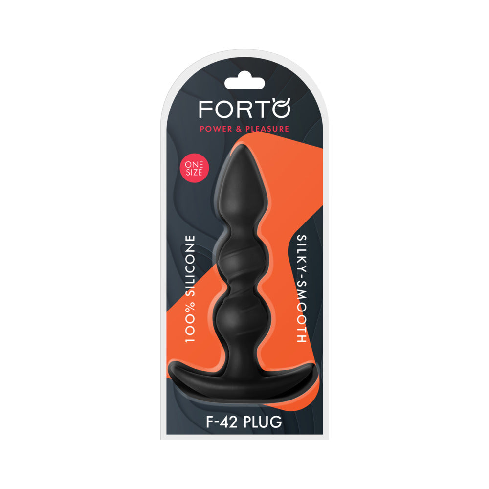 Forto F-42 Spiral Beads Silicone Anal Plug – Black