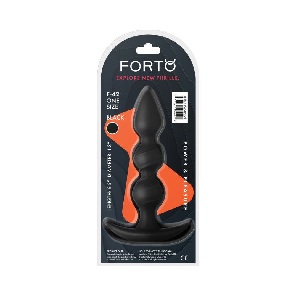 Forto F-42 Spiral Beads Silicone Anal Plug – Black