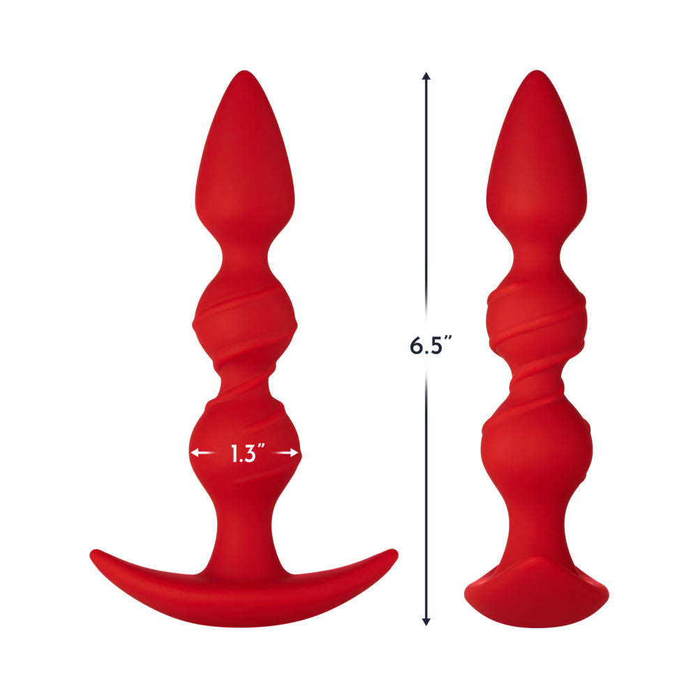 Forto F-42 Spiral Beads Silicone Anal Plug – Red
