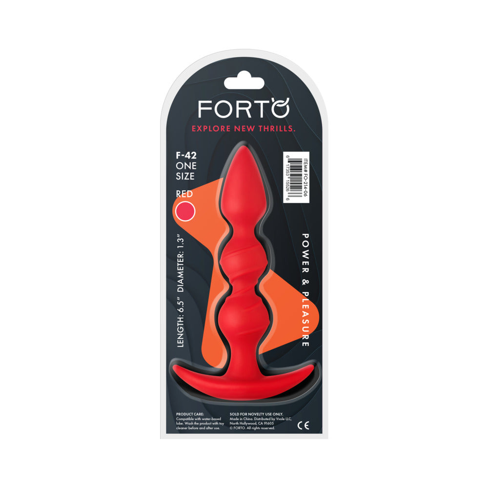 Forto F-42 Spiral Beads Silicone Anal Plug – Red