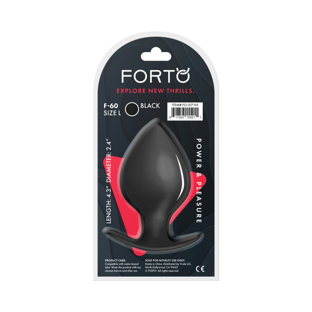Forto F-60 Silicone Anal Plug – Large Spade Shape – Black
