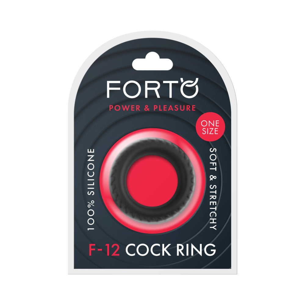 Forto F-12 Liquid Silicone Cockring – Black – 35mm