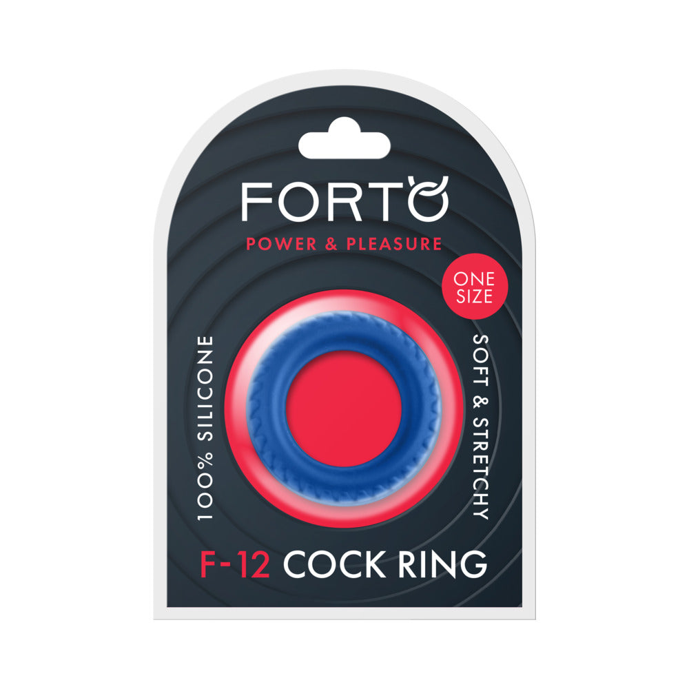 Forto F-12 Liquid Silicone Cockring – Blue, 35mm