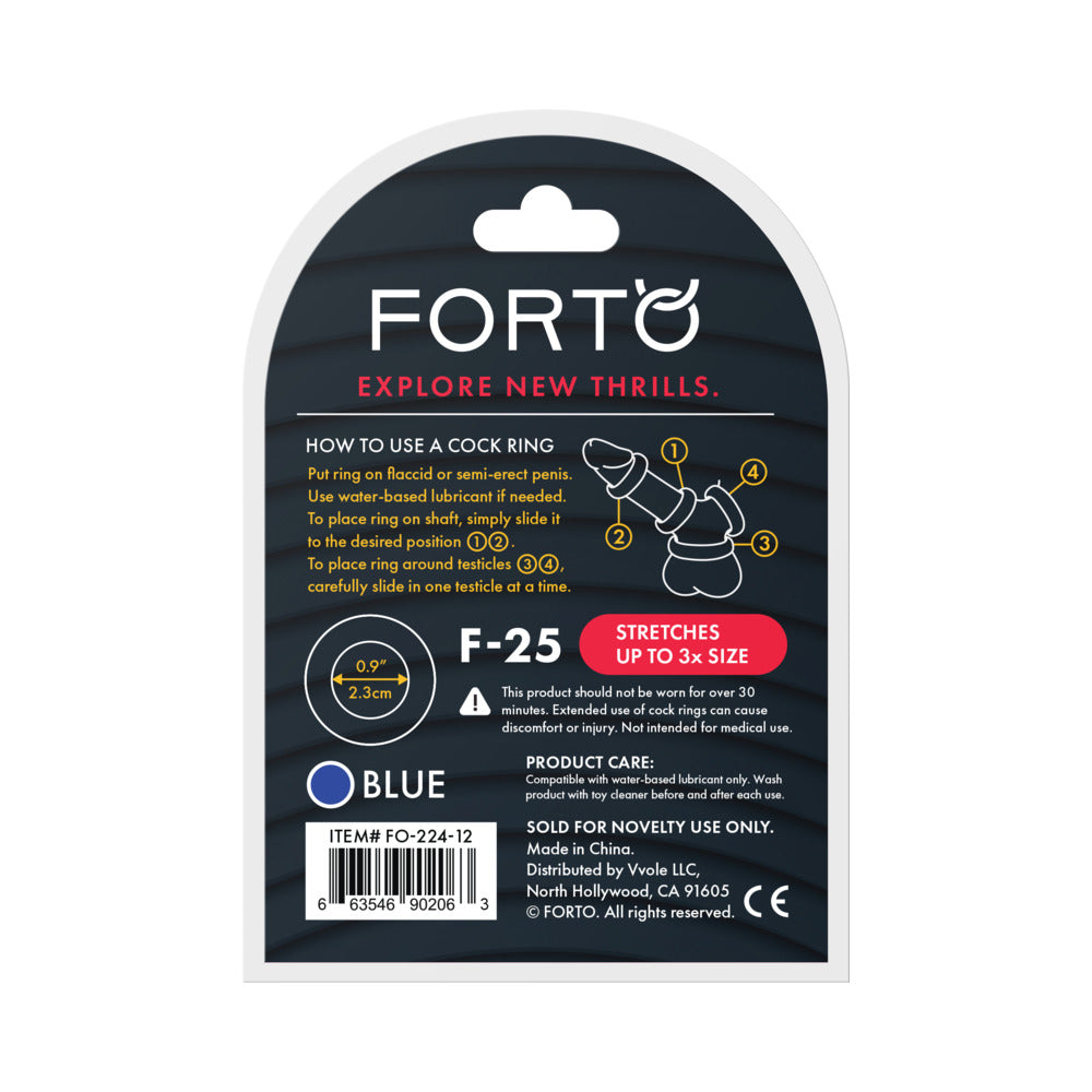 Forto F-25 Liquid Silicone Cockring – Blue