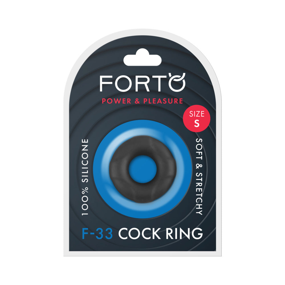 Forto F-33 Liquid Silicone Cockring – Small – Black
