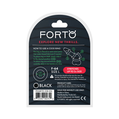 Forto F-64 Wide Liquid Silicone Cockring – Large Black