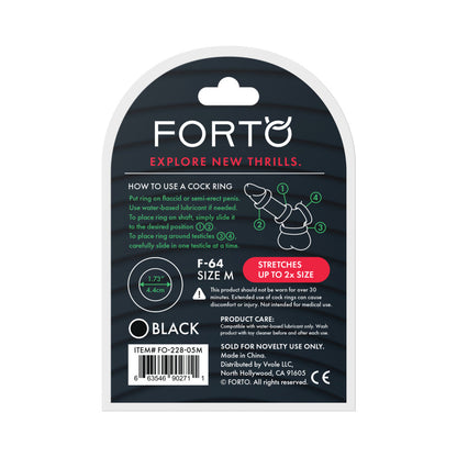 Forto F-64 Wide Liquid Silicone Cockring – Medium Black