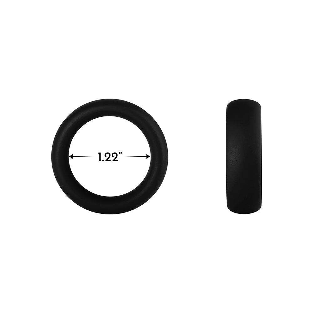 Forto F-64 Wide Liquid Silicone Cockring – Black – Small