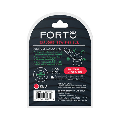 Forto F-64 Wide Liquid Silicone Cockring – Large Red