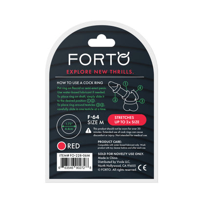 Forto F-64 Wide Silicone Cockring – Medium Red