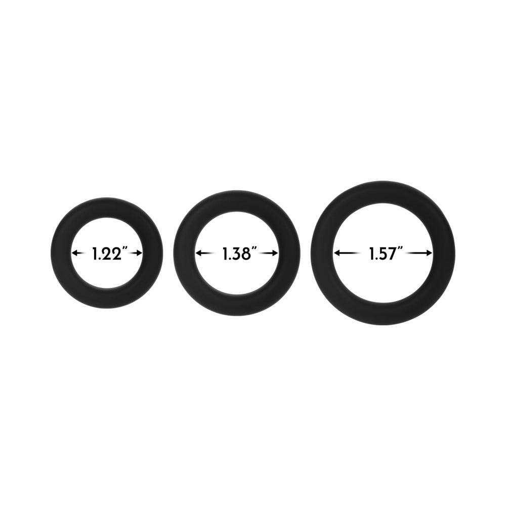 Forto F-61 3-Piece Silicone Cockring Set – Black
