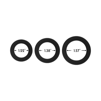 Forto F-61 3-Piece Silicone Cockring Set – Black