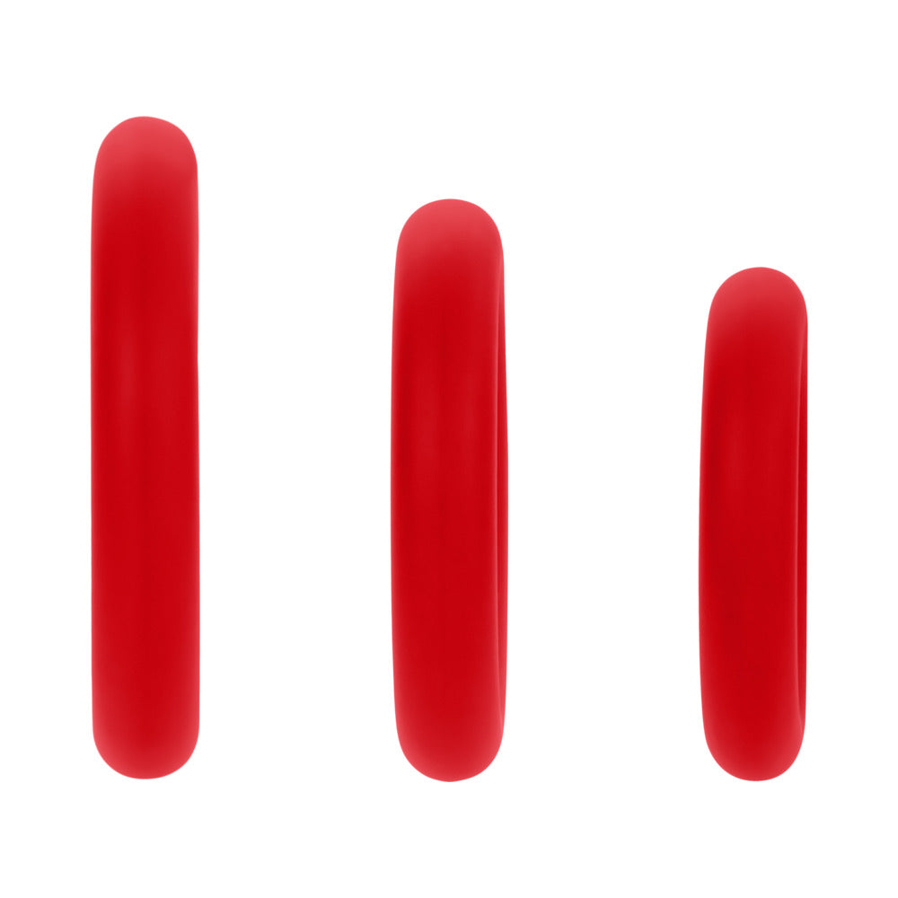 Forto F-61 3-Piece Silicone Cockring Set – Red