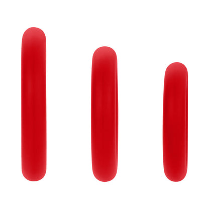 Forto F-61 3-Piece Silicone Cockring Set – Red
