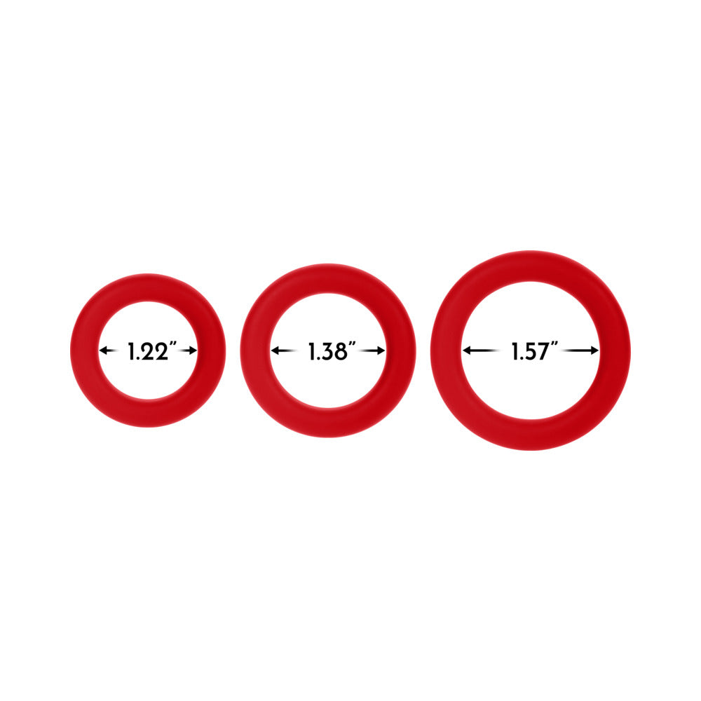 Forto F-61 3-Piece Silicone Cockring Set – Red