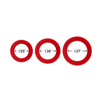 Forto F-61 3-Piece Silicone Cockring Set – Red