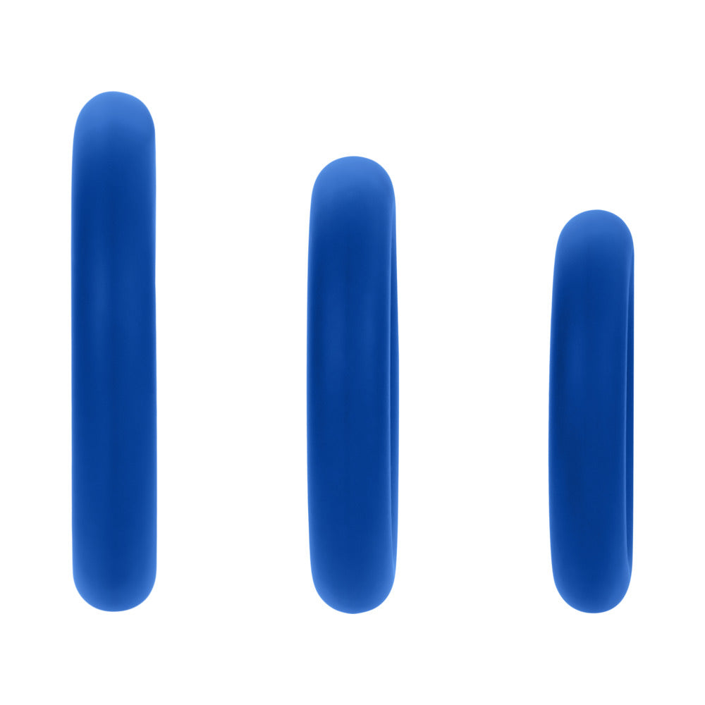 Forto F-61 3-Piece Silicone Cockring Set – Blue